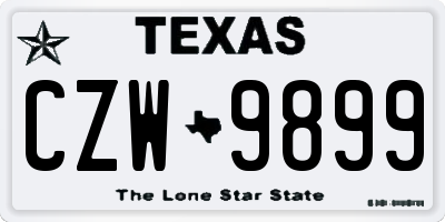 TX license plate CZW9899