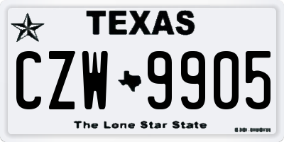 TX license plate CZW9905