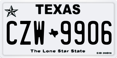 TX license plate CZW9906