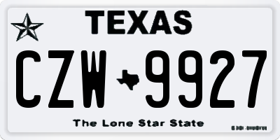 TX license plate CZW9927
