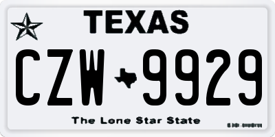TX license plate CZW9929