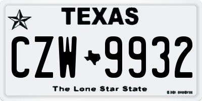 TX license plate CZW9932