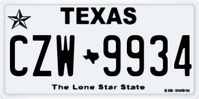TX license plate CZW9934