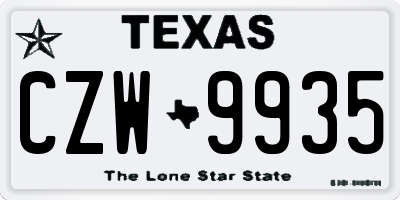 TX license plate CZW9935