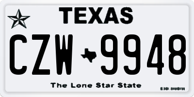 TX license plate CZW9948