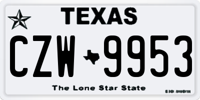 TX license plate CZW9953