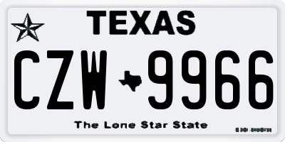 TX license plate CZW9966