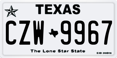 TX license plate CZW9967