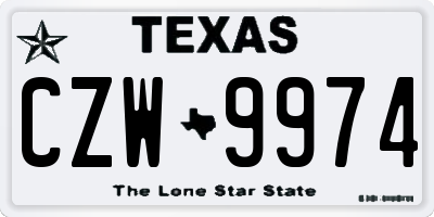 TX license plate CZW9974