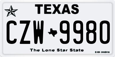 TX license plate CZW9980