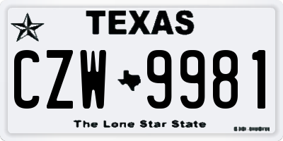 TX license plate CZW9981