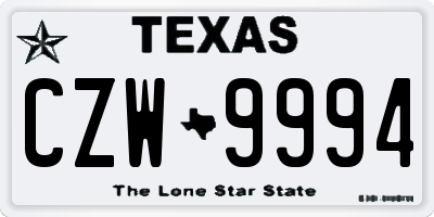 TX license plate CZW9994