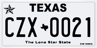 TX license plate CZX0021