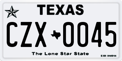 TX license plate CZX0045