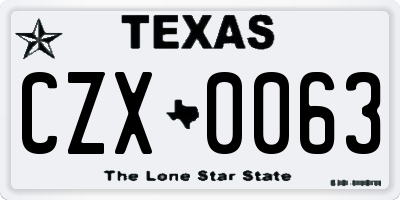 TX license plate CZX0063