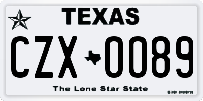 TX license plate CZX0089