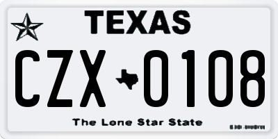 TX license plate CZX0108