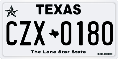 TX license plate CZX0180
