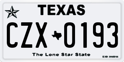 TX license plate CZX0193