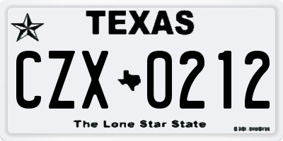 TX license plate CZX0212