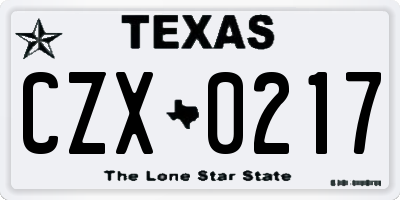 TX license plate CZX0217