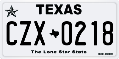 TX license plate CZX0218