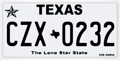 TX license plate CZX0232