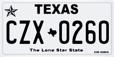 TX license plate CZX0260