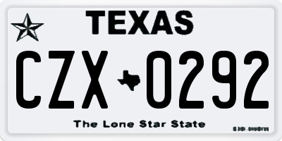 TX license plate CZX0292