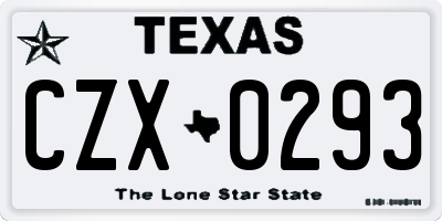 TX license plate CZX0293