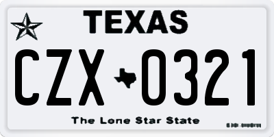 TX license plate CZX0321