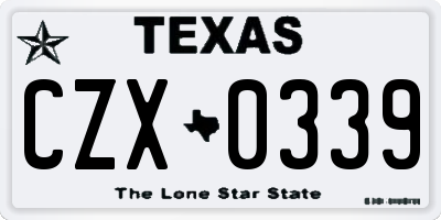 TX license plate CZX0339