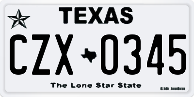 TX license plate CZX0345
