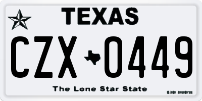TX license plate CZX0449