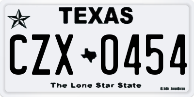 TX license plate CZX0454