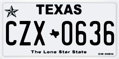 TX license plate CZX0636