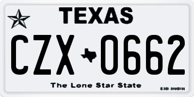 TX license plate CZX0662