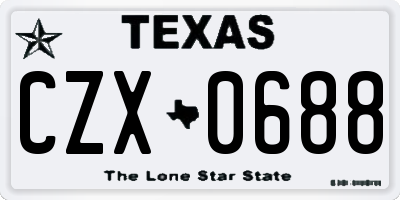 TX license plate CZX0688