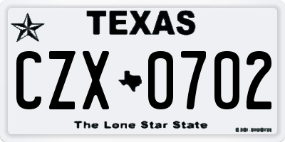 TX license plate CZX0702