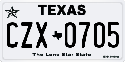 TX license plate CZX0705