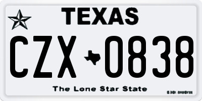 TX license plate CZX0838