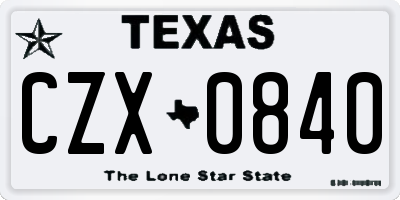 TX license plate CZX0840