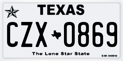 TX license plate CZX0869