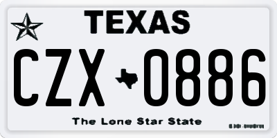 TX license plate CZX0886