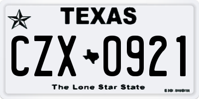 TX license plate CZX0921