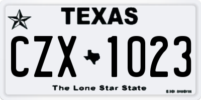 TX license plate CZX1023