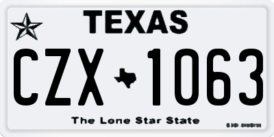 TX license plate CZX1063