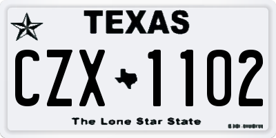 TX license plate CZX1102