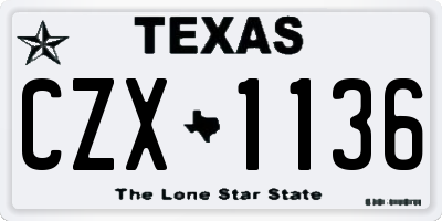 TX license plate CZX1136