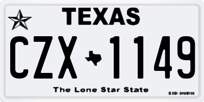TX license plate CZX1149